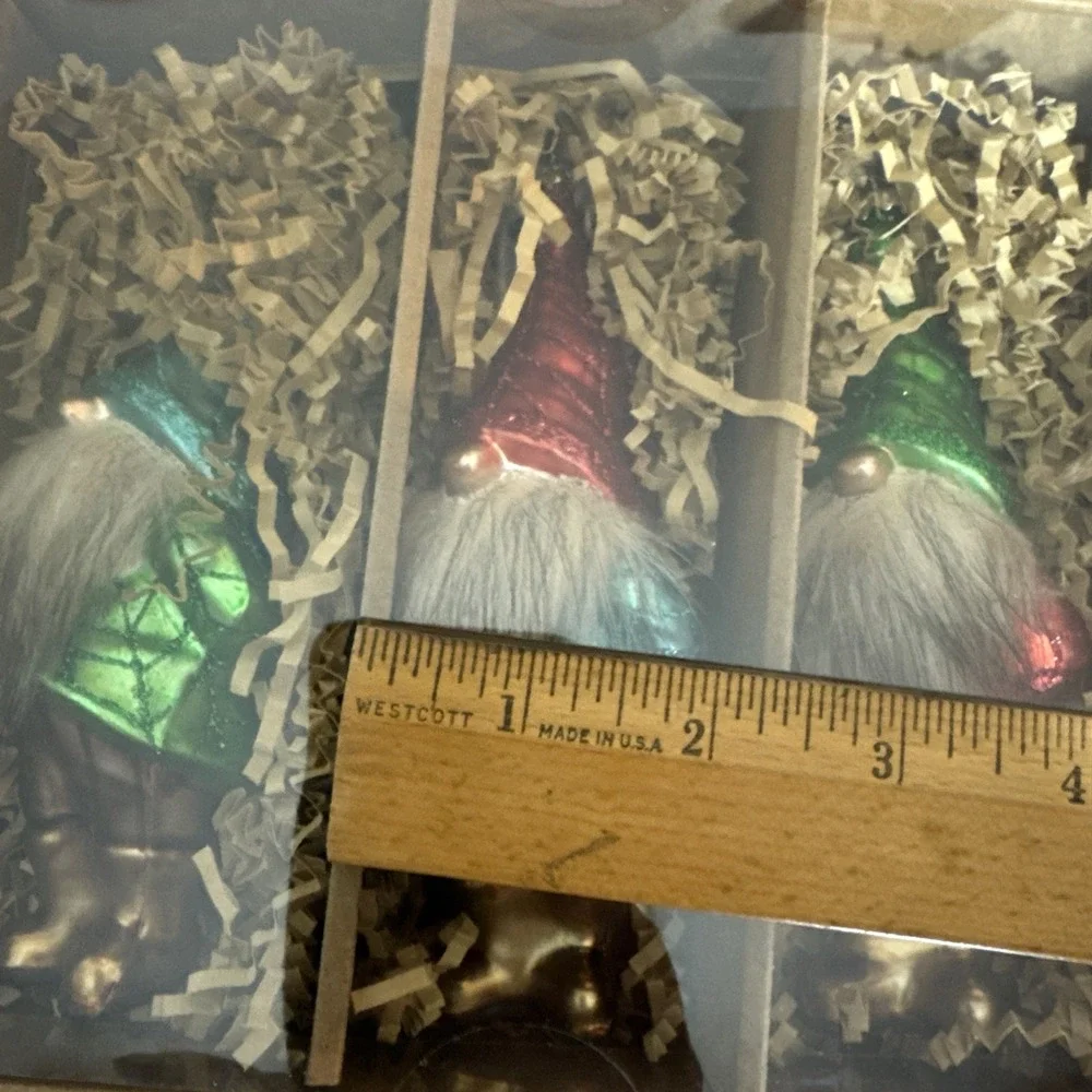 Pottery Barn Mercury Glass Gnome Ornaments Set of 3